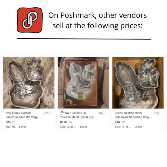 NEW - Lenox Yuletide Snowman Metal Chip Dip Serveware - Picture 3 of 4